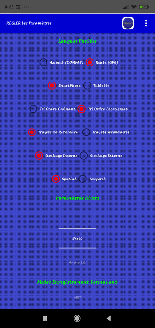 TraJecSan : Régler Paramètres