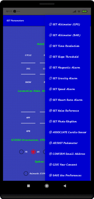 TraJecSan : Commandes Régler Paramètres